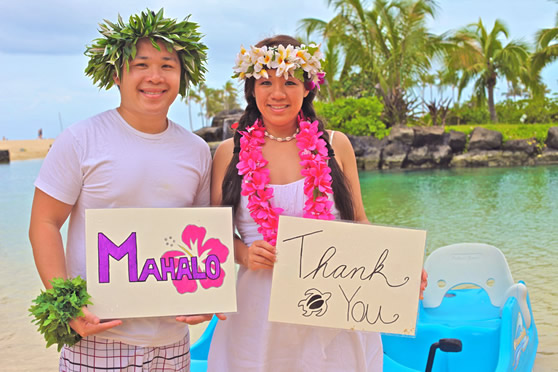a thankyou note to all the family and friends that came to our wedding in Hawaii